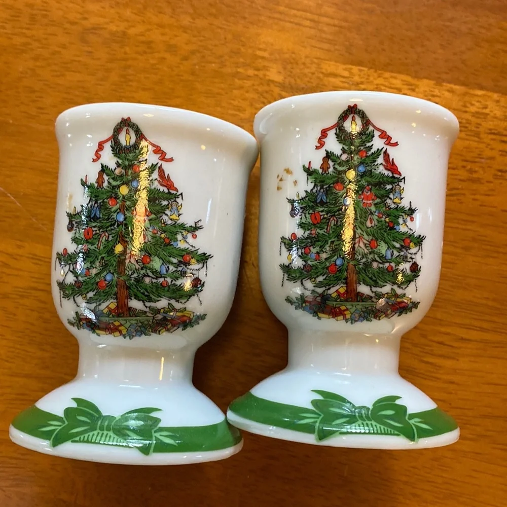 Two Yuletide Christmas Candle Holders Vintage EUC - Picture 1 of 6